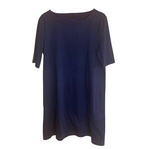 Atm Womens Dress Size Large Blue Pockets Relaxed Fit Pure Cotton New